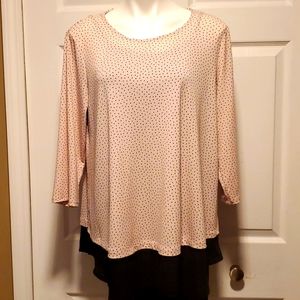 Adrianna Papell Black Hearts 🖤 Women's Pink Long Sleeve Top - Size 1X